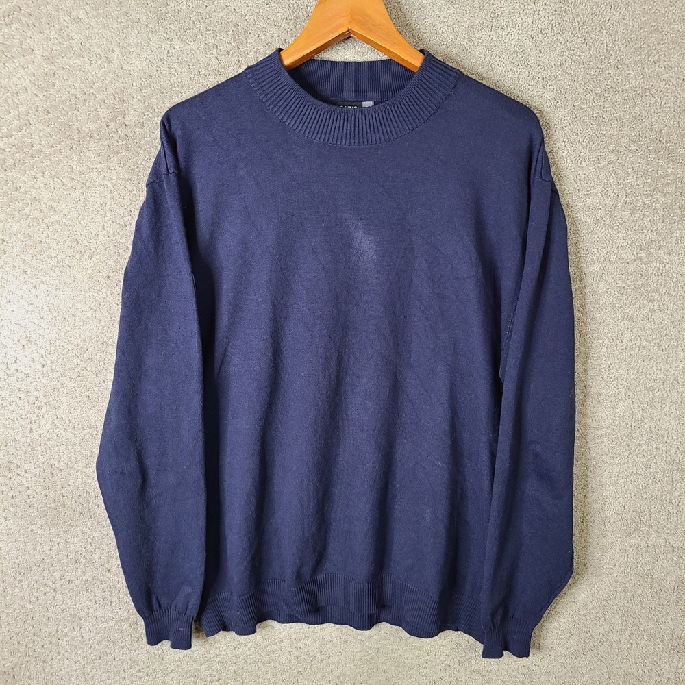 Bagazio Sweater Mens 3X Navy Blue‎ Crew Neck Polyester Long Sleeve Casual